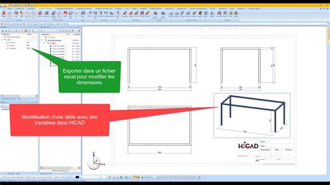 Hicad Sp Mod Lisation D Une Table Avec Des Variables Youtube