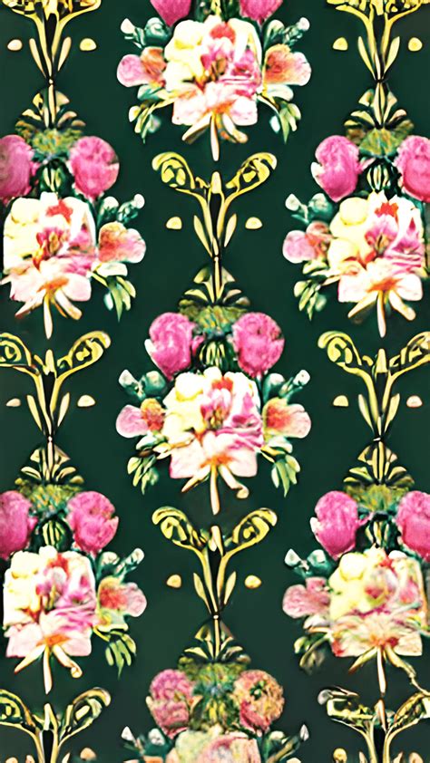 Antique Wallpaper With Assorted Flower Colors · Creative Fabrica