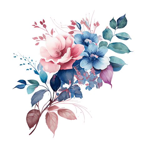 Flores De Acuarela Azul Y Rosa Png Dibujos Flores Acuarela Azul Y Rosa Png Y Psd Para