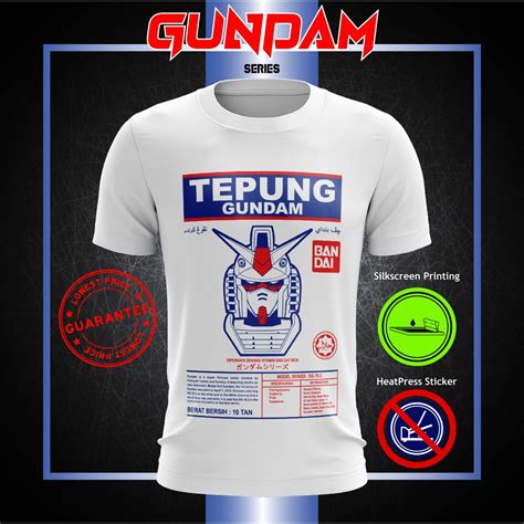 BAJU T SHIRT TEPUNG GUNDAM Tshirt Lelaki Perempuan UNISEX 100 COTTON