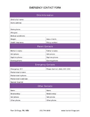 Emergency Contact Form Pdf - Fill Online, Printable, Fillable, Blank ...