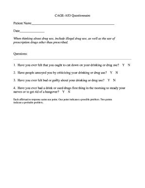 Fillable Online CAGE AID Questionnaire Fax Email Print PdfFiller