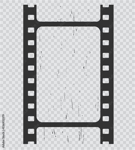 Grunge Movie Film Strip Isolated Filmstrip Vintage Vector Reel Frame