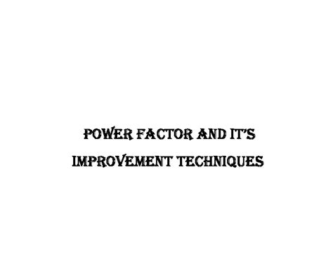 Power Factor Improvement Techniques PDFCOFFEE