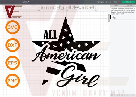 All American Girl Svg American Girl Svg Cut File For Cricut Etsy