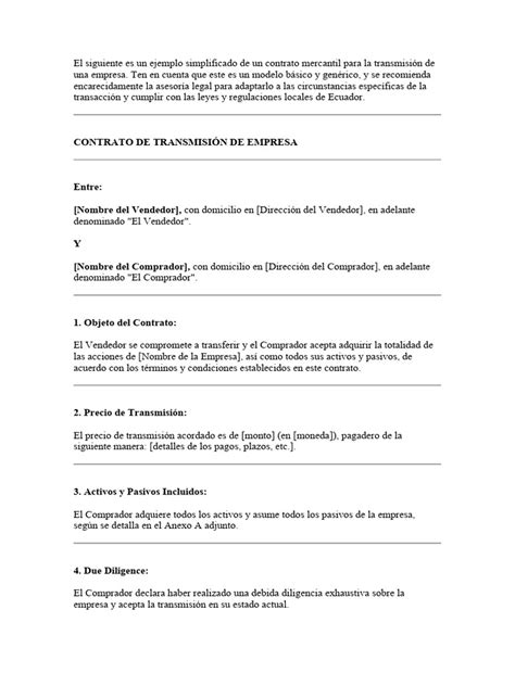 Ejemplo De Contrato Mercantil Pdf