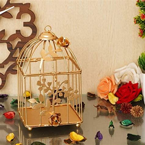 Buy Webelkart Gold Color Square Metal Bird Cage Tea Light Holder With