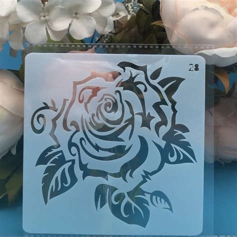 1Pcs 13cm Rose Flower DIY Layering Stencils Wall Painting Scrapbook