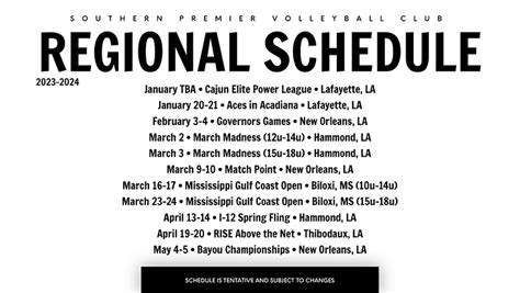 Tournament Schedules | SPVC