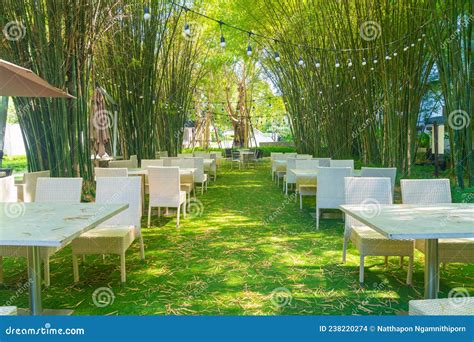 Mesa Vazia E Cadeira No Restaurante Ao Ar Livre Foto De Stock Imagem