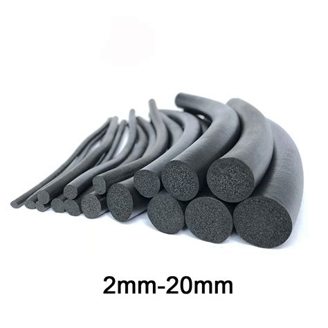 Black EPDM Rubber Foam Sealing Strip Round Sponge Cord Bar For Cabinet