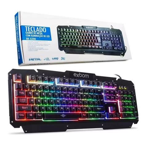 Teclado Gamer Qwerty Portugu S Brasil Luz Ilumina O Rgb Metal