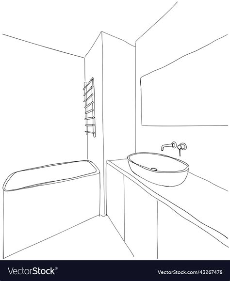 Hand Drawn Bathroom Sketch Washbasin And Other Vector Image