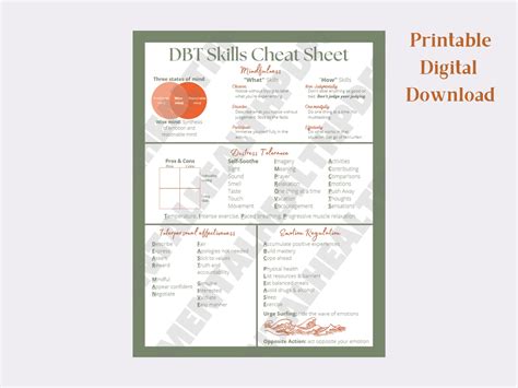 Dbt Skills Cheat Sheet Printable Pdf Etsy België