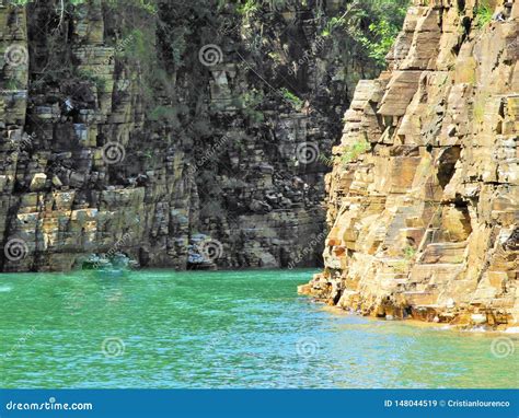 Aerial View of Famous Canyons of Capitolio`s Lagoon. Stock Image ...