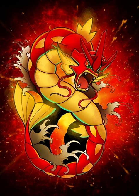 Red Gyarados Japanese Wallpaper