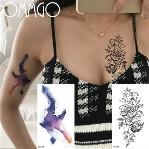 Ommgo Aquarela Colorida Baleia Golfinho Tatuagens Tempor Rias Para