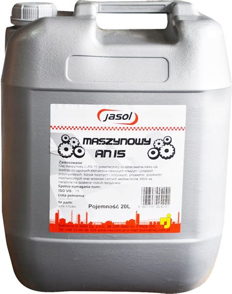 Jasol Olej Maszynowy Iso 3448 Din 51 501 L An Vg15 20L Opinie I Ceny