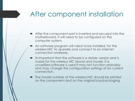 Installation and configuration of Wireless NIC