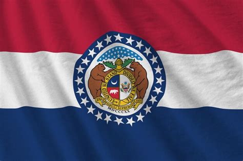 Premium Photo Missouri Us State Flag With Big Folds Waving Close Up