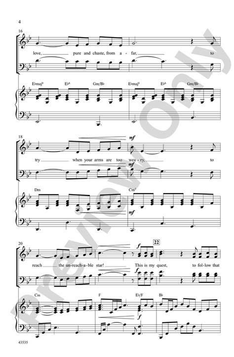 The Impossible Dream (from the musical Man of La Mancha): SATB Choral ...