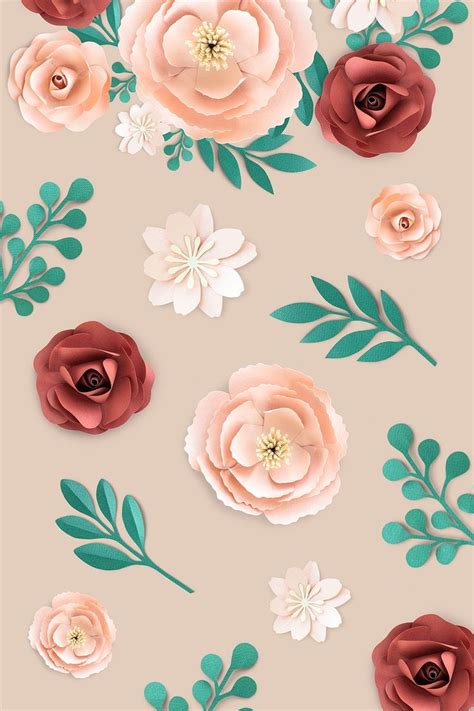 Floral Design Elements on Beige Background