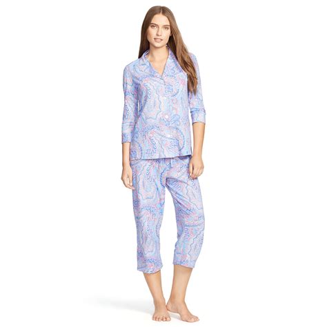 Ralph Lauren Cotton Jersey Pajama Set In Blue Paisley Multi Lyst