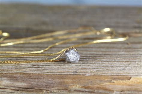 Raw Rough Diamond Necklace, Diamond Pendant | Benati