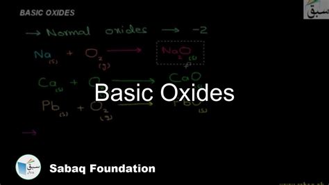 Basic Oxides Chemistry Lecture Sabaq Pk Youtube