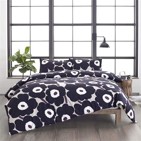 Marimekko Unikko Comforter Set Full Queen Grey King Duvet Cover