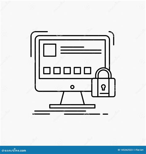 Protect Protection Lock Safety Secure Line Icon Vector Isolated