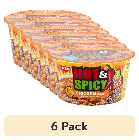 6 Pack Nissin Bowl Noodles Hot And Spicy Chicken Flavor Ramen Noodle