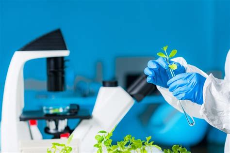 Premium Photo Scientist Putting Leaf Sample Into Test Tube