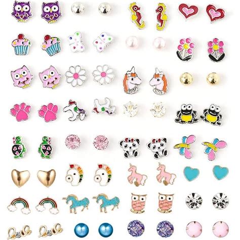 32 Paires Boucle d Oreille Enfants Fille Hypoallergénique Boucles d