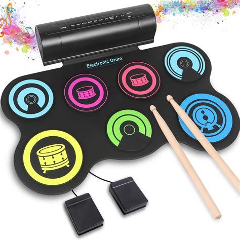 Snapklik KMISE Electronic Drum Set 7 Drum Practice Pad Roll Up