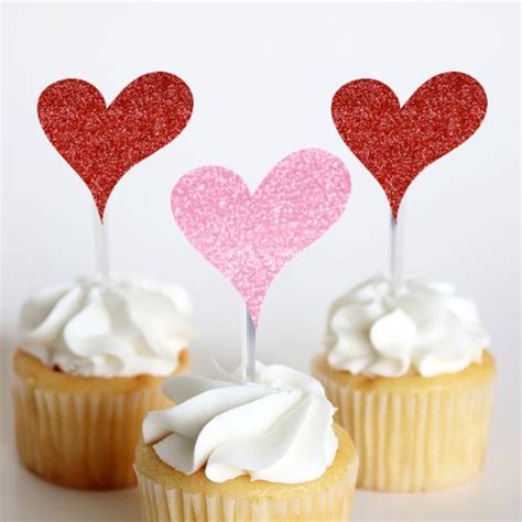 Valentines Day Cupcake Toppers Heart Cupcake Toppers Valentines Day