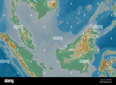 Extended Area Of Malaysia With Country Outline International And