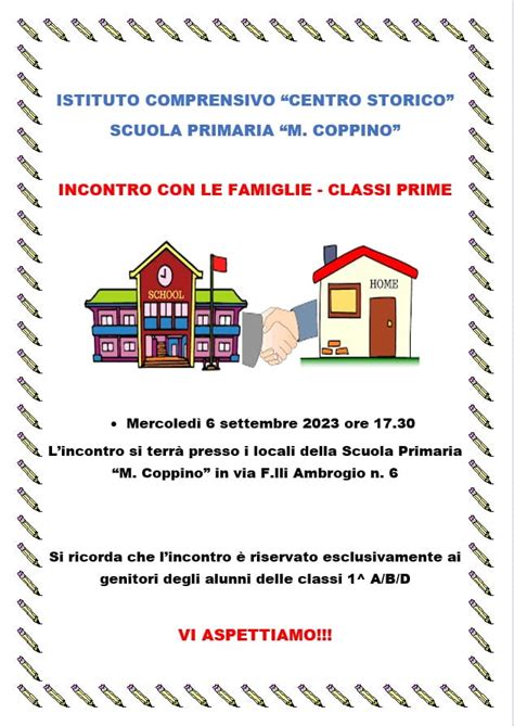 INCONTRO CON LE CLASSI PRIME SCUOLA PRIMARIA COPPINO IC Centro