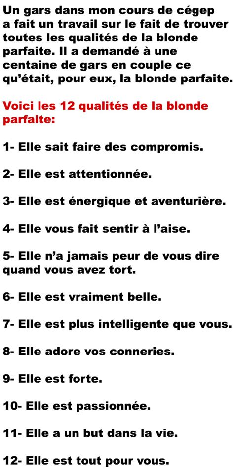 Les qualités de la blonde parfaite