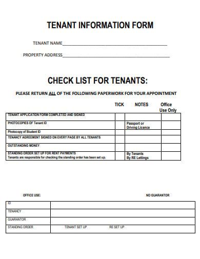 19 Tenant Information Form Templates In Pdf Doc