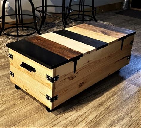 TRUNK-COFFEE TABLE on Wheels with Storage W00D Rustic | Etsy