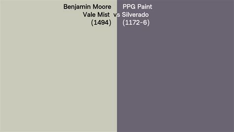 Benjamin Moore Vale Mist 1494 Vs PPG Paint Silverado 1172 6 Side By