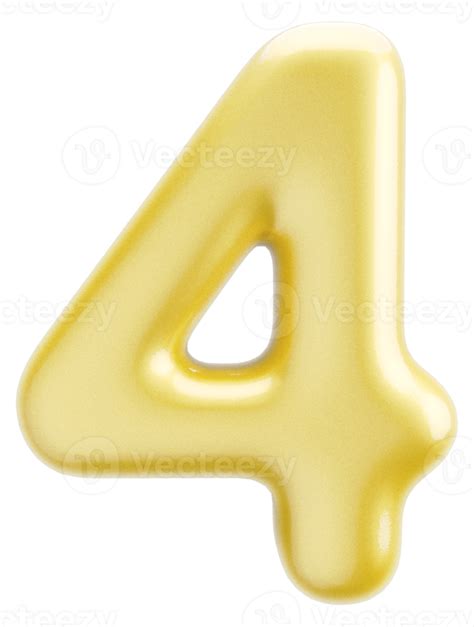 Number 4 3d Gold Element 9313530 Png