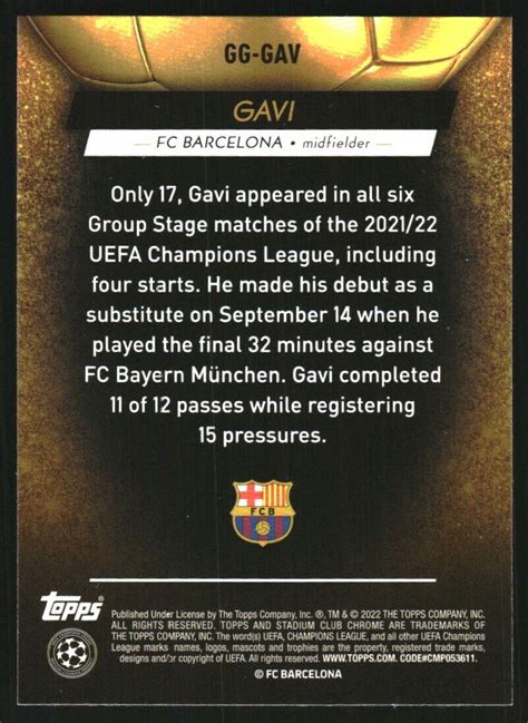 Stadium Club Chrome Uefa Champions Glimpses Of Gold Gggav Gavi