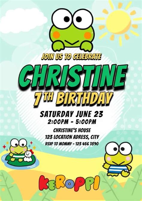 Plantilla De Keroppi Birthday Invitation Template Postermywall