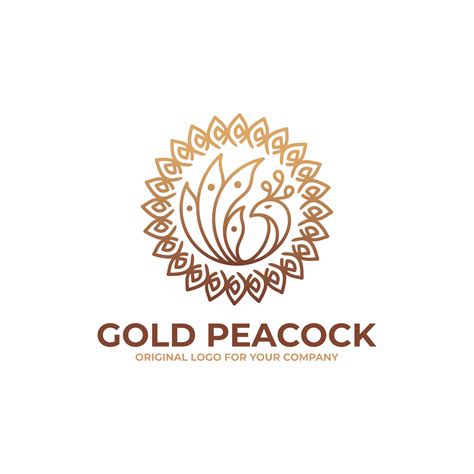 Golden Circle Peacock Logo Design Can Stock Vector Royalty Free