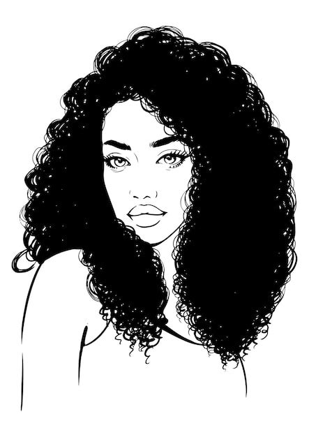 Premium Vector Beautiful Woman With Curly Hairstyle