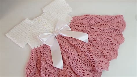 Vestido Para BebÉ Tejido A Crochet Paso A Paso Motivos De PiÑas