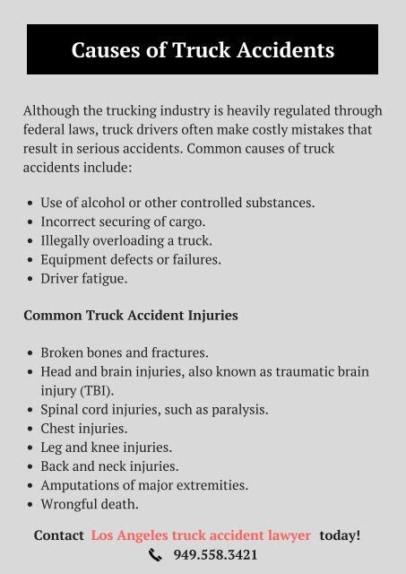 Common Truck Accident Causes Injuries