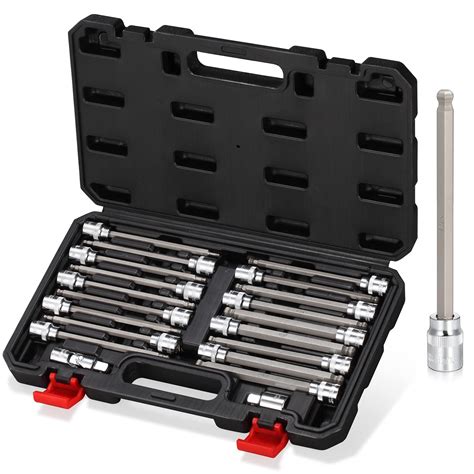 Snapklik RIMKOLO 3 8 Inch Drive Long Ball End Hex Bit Socket Set